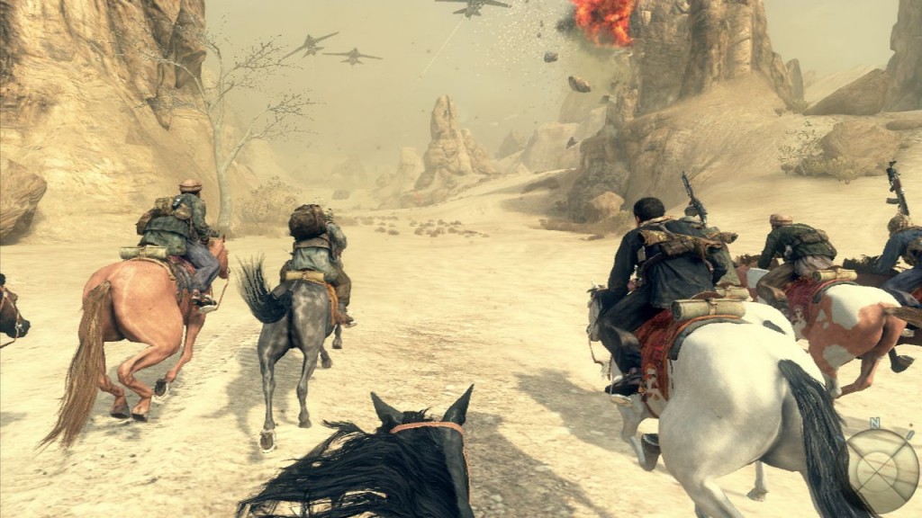 La fameuse scène à cheval. Qui rappelle un peu celle d'Uncharted 3 qui l'avait lui-même piqué à Indiana Jones et la dernière croisade. La fameuse scène à cheval. Qui rappelle un peu celle d'Uncharted 3 qui l'avait lui-même piqué à Indiana Jones et la dernière croisade.