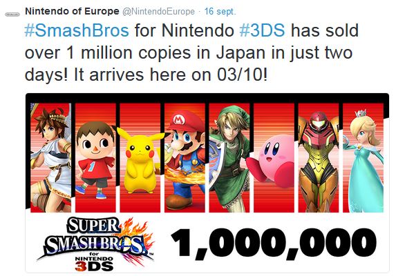Smash Bros 3DS vente japon twitter