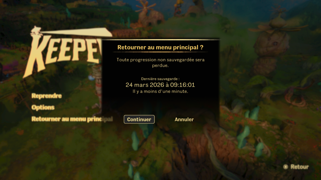 Keeper XBOX sauvegarde